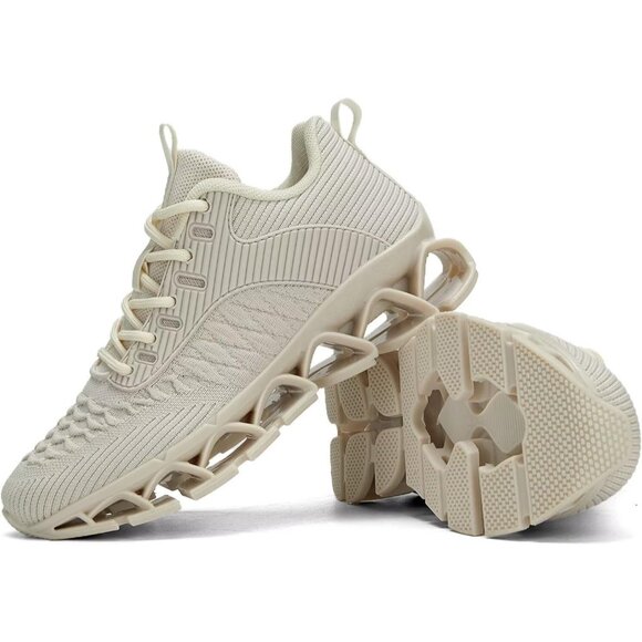 Women's Z75 Beige Slip-On Walking Running Shoes Blade Sneakers Non-Slip Comfort - Picture 5 of 7